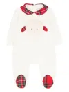 Le Boo Beebè Tartan-collar Sheep-motif Pajamas In White