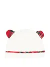 Le Boo Beebè Tartan-ears Beanie Hat In White
