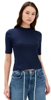 Le Bop Ada Pointelle Tee Navy In Blue