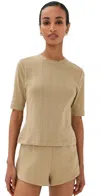 Le Bop Ada Pointelle Tee Taupe In Brown