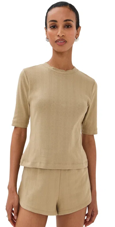 Le Bop Ada Pointelle Tee Taupe