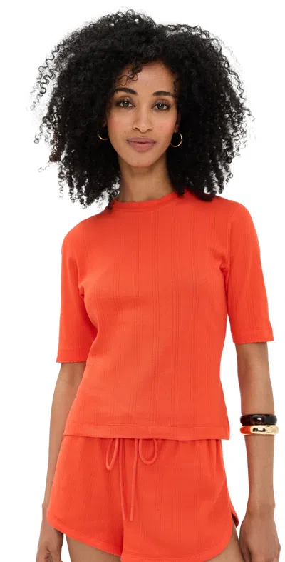 Le Bop Ada Pointelle Tee Tomato In Red