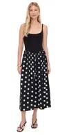Le Bop Alix Mixed Fabric Tank Dress Black/polka Dot