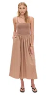 Le Bop Alix Mixed Fabric Tank Dress Latte In Brown