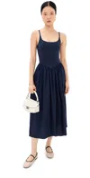 Le Bop Alix Mixed Fabric Tank Dress Navy In Navy