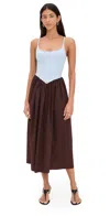 Le Bop Alix Mixed Fabric Tank Dress Sky/chocolate