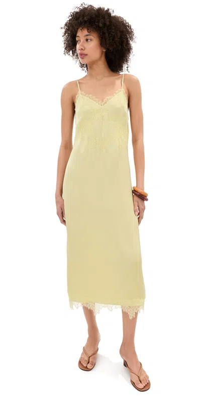 Le Bop Amara Satin Dress Honeydew In Gold