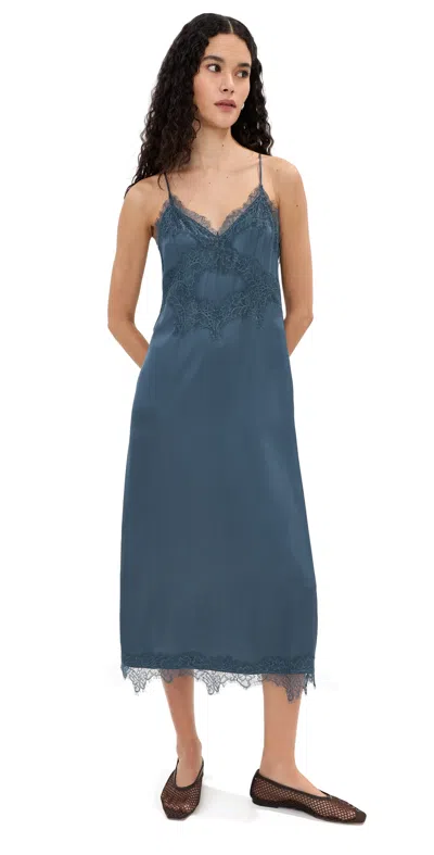 Le Bop Amara Satin Dress Navy In Blue