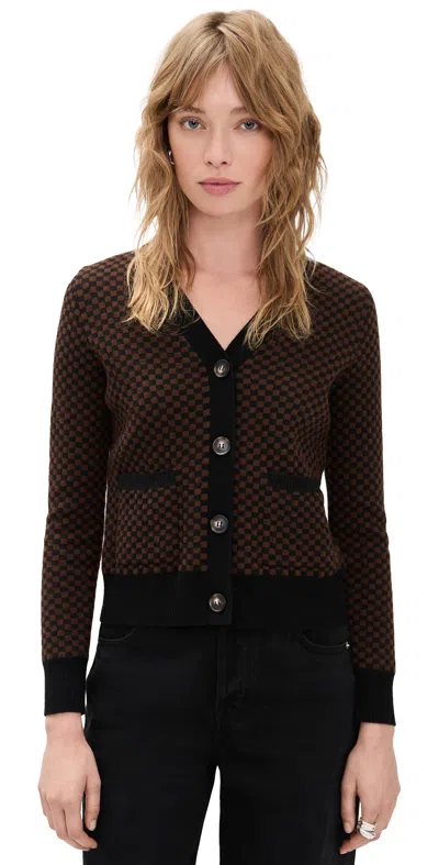 Le Bop Annie Checkerboard Cardigan Chocolate/black