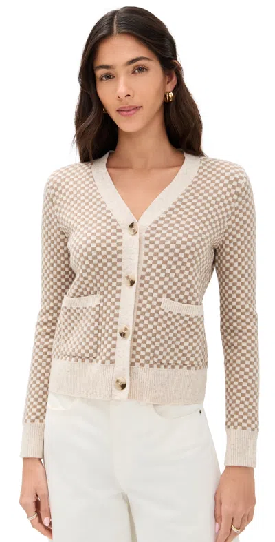 Le Bop Annie Checkerboard Cardigan Oatmeal/khaki In Brown