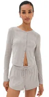 Le Bop Audrey Pointelle Cardigan Heather Grey In Gray