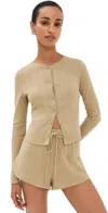 Le Bop Audrey Pointelle Cardigan Taupe