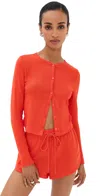 Le Bop Audrey Pointelle Cardigan Tomato