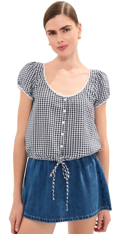 Le Bop Babydoll Blouse Black Gingham