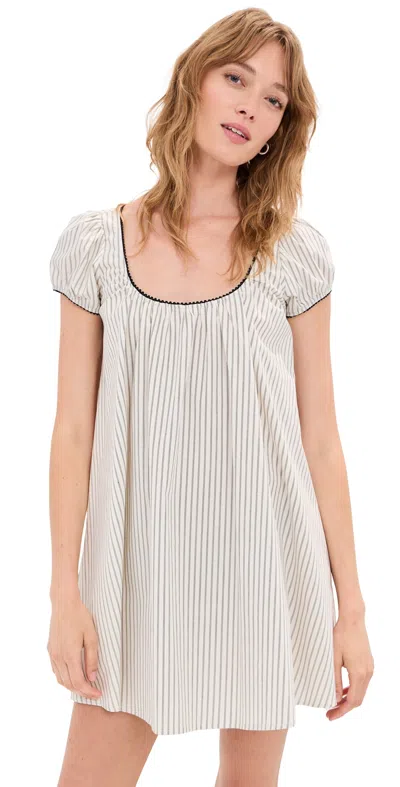 Le Bop Babydoll Dress Ivory/black Stripe In Multi