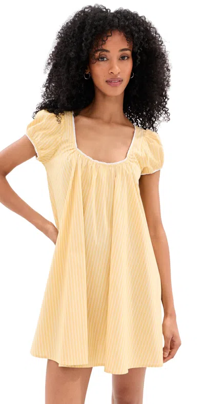 Le Bop Babydoll Dress Lime/white Stripe In Brown