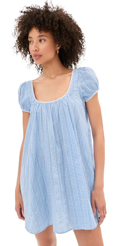 Le Bop Babydoll Dress Sky/white Gingham In Blue