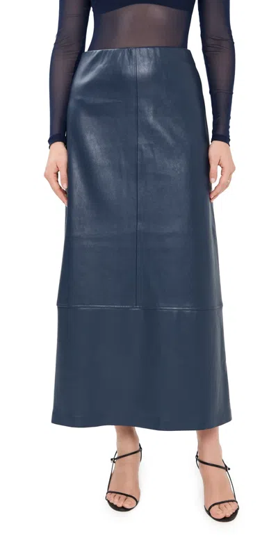 Le Bop Betty Faux Leather Maxi Skirt Midnight Navy In Blue