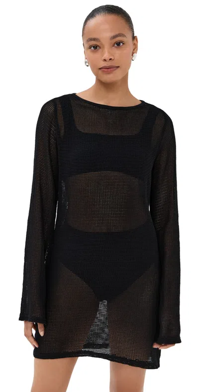 Le Bop Biarritz Long Sleeve Mini Coverup Noir
