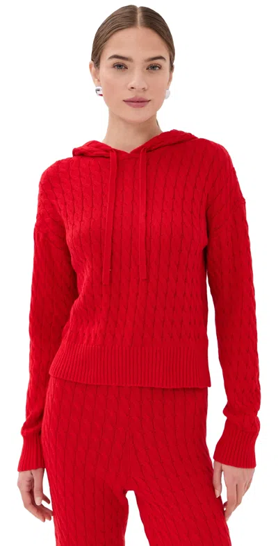 Le Bop Cable Knit Hoodie Crimson In Red