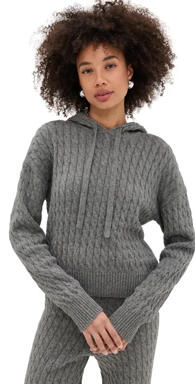 Le Bop Cable Knit Hoodie Heather Grey In Gray