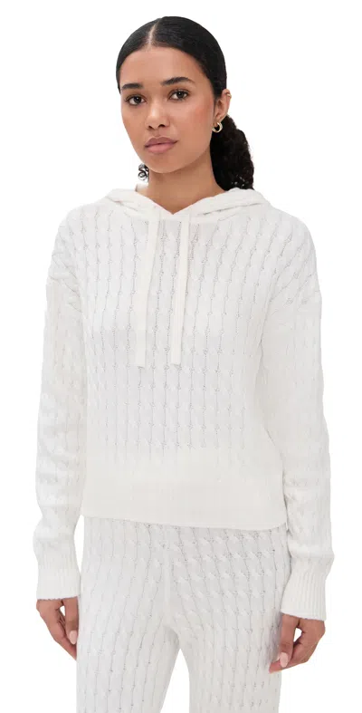 Le Bop Cable Knit Hoodie Ivory In White