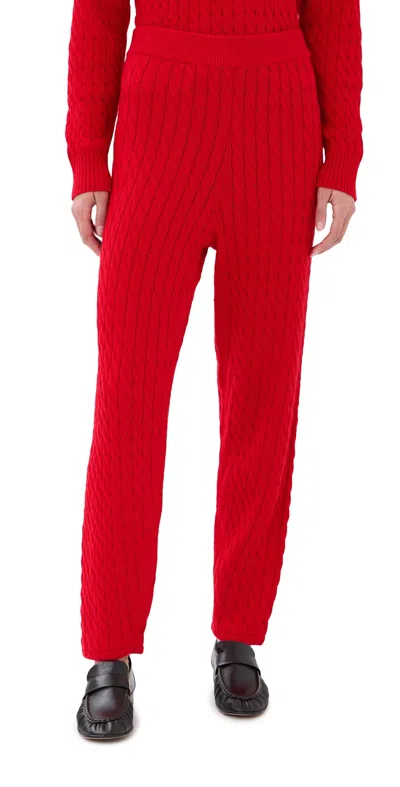 Le Bop Cable Knit Joggers Crimson In Red