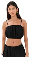 Le Bop Camille Cropped Linen Top Black