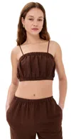 Le Bop Camille Cropped Linen Top Chocolate