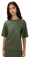Le Bop Caroline Faux Leather Tee Dark Green In Green