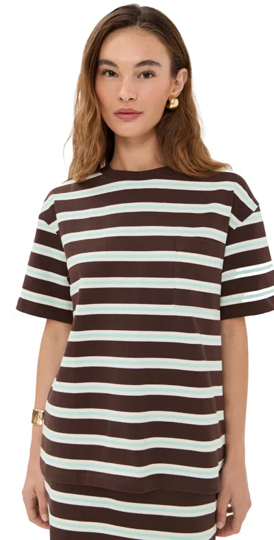 Le Bop Caroline Variegated Tee Chocolate/ivory/mint