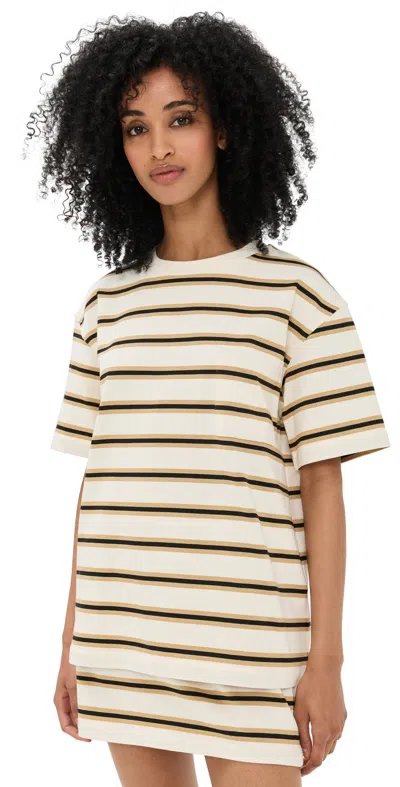 Le Bop Caroline Variegated Tee Ivory/khaki/black In Multi