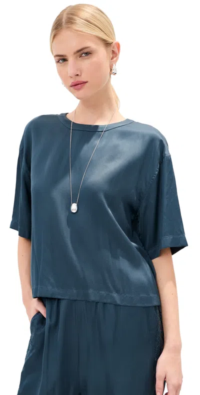 Le Bop Chandler Satin Tee Navy In Blue