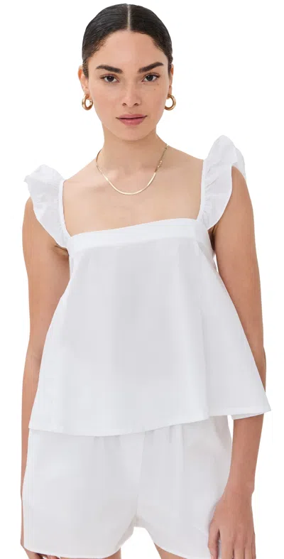 Le Bop Claire Ruffle Strap Top White