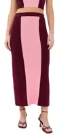 Le Bop Colorblocked Skirt Burgundy & Flamingo