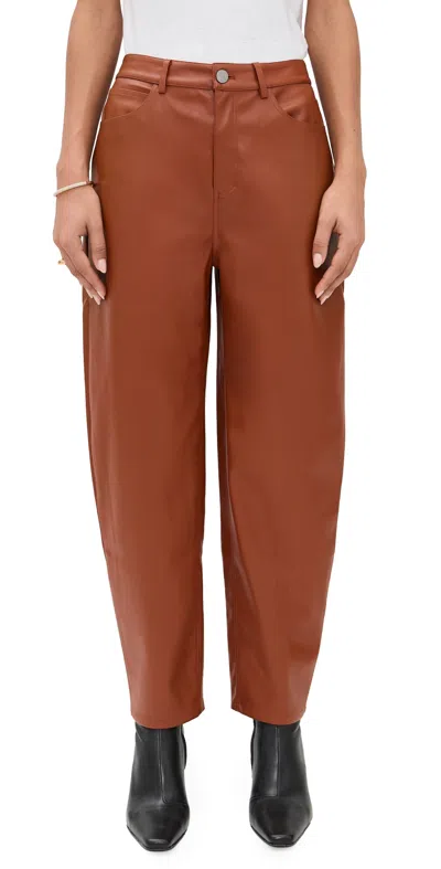 Le Bop Dakota Faux Leather Barrel Pants Cognac In Brown