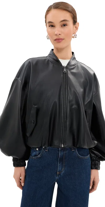 Le Bop Dawn Faux Leather Exaggerated Sleeve Jacket Black