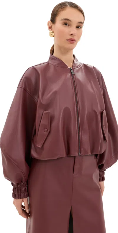 Le Bop Dawn Faux Leather Exaggerated Sleeve Jacket Oxblood In Burgundy