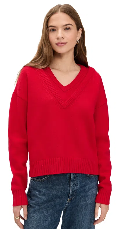 Le Bop Double V Neck Pullover Sweater Crimson In Red