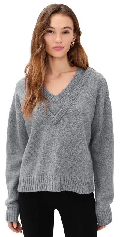 Le Bop Double V Neck Pullover Sweater Heather Grey In Gray