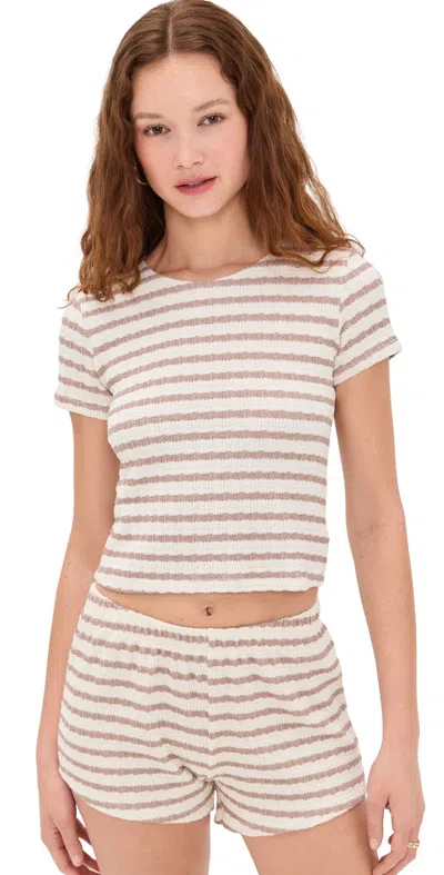 Le Bop Eloise Striped Tee Taupe/white
