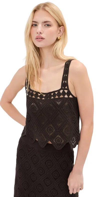 Le Bop Emilia Crochet Tank Chocolate In Black