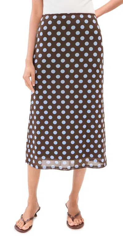 Le Bop Emma Skirt Brown/blue Polka Dot In Multi