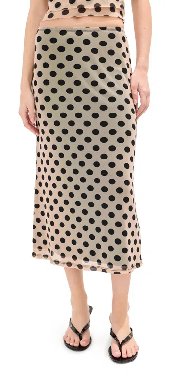 Le Bop Emma Skirt Tan/black Polka Dot In Gray
