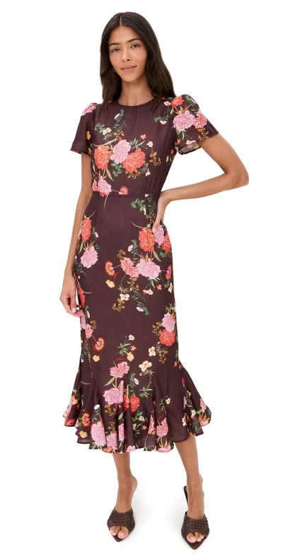 Le Bop Etta Dress Hickory Floral In Burgundy