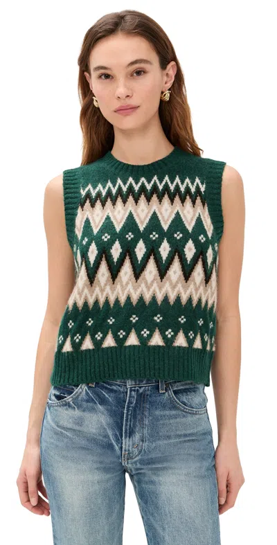 Le Bop Fair Isle Vest Everglade Multi In Green