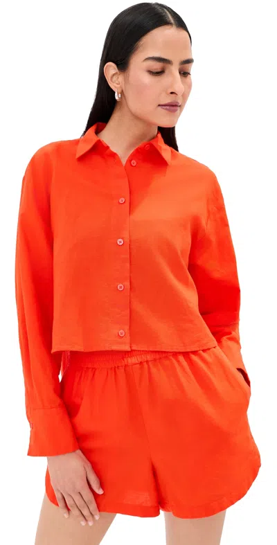 Le Bop Felicity Linen Button Down Shirt Clam Bake In Multi