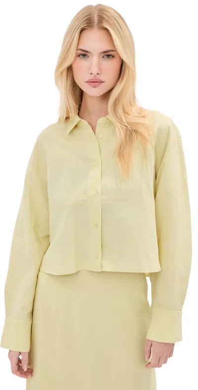 Le Bop Felicity Linen Button Down Shirt Honeydew In Green