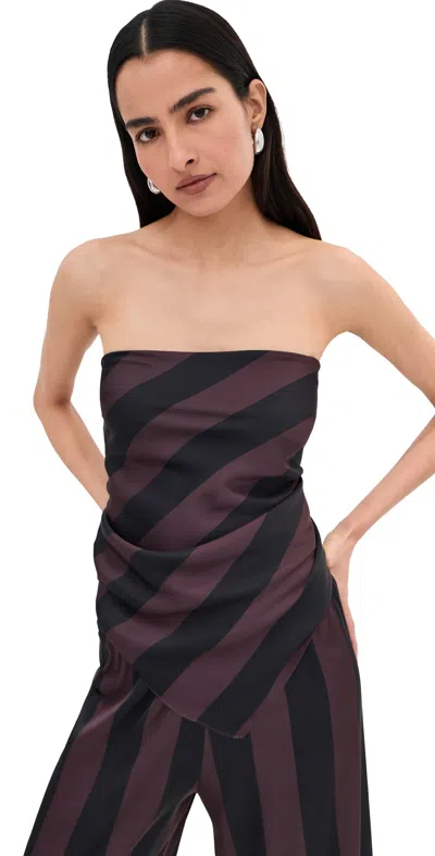 Le Bop Frankie Top Chocolate/black Stripe In Burgundy