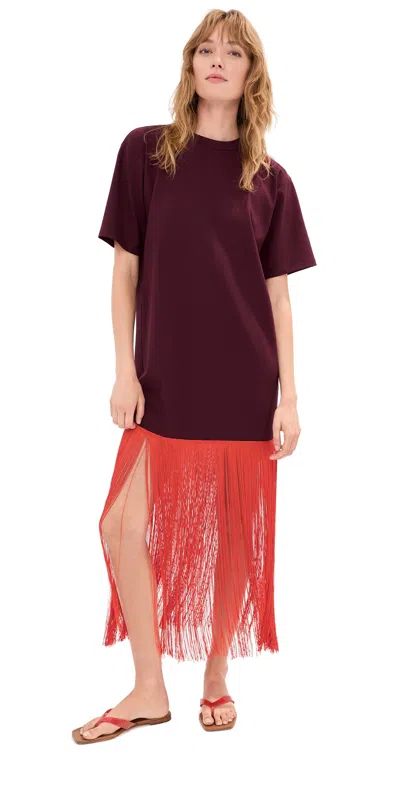 Le Bop Fringe Nico Dress Elderberry/red In Burgundy